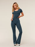 Gymshark Light Hold Flared Leggings — Stealth Blue — 4