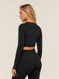 Gymshark Everyday Seamless Long Sleeve Crop Top — Black — 2