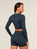 Gymshark Everyday Seamless Long Sleeve Crop Top — Navy — 2