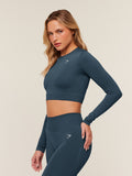 Gymshark Everyday Seamless Long Sleeve Crop Top — Stealth Blue — 3