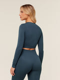 Gymshark Everyday Seamless Long Sleeve Crop Top — Stealth Blue — 2