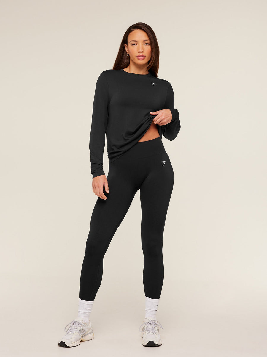 Gymshark Everyday Seamless Long Sleeve Top — Black — 5