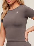 Gymshark Everyday Seamless Short Sleeve Top — Cool Brown — 6