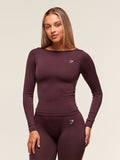 Gymshark Everyday Seamless Wide Neck Long Sleeve Top — Cherry Purple — 1