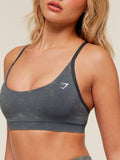 Gymshark Everyday Seamless Washed Sports Bra — Onyx Grey/Wash — 6