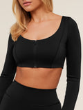 Gymshark Flow Long Sleeve Crop Top with Cups — Black — 5