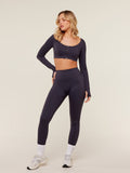 Gymshark Flow Long Sleeve Crop Top with Cups — Midnight Purple — 4