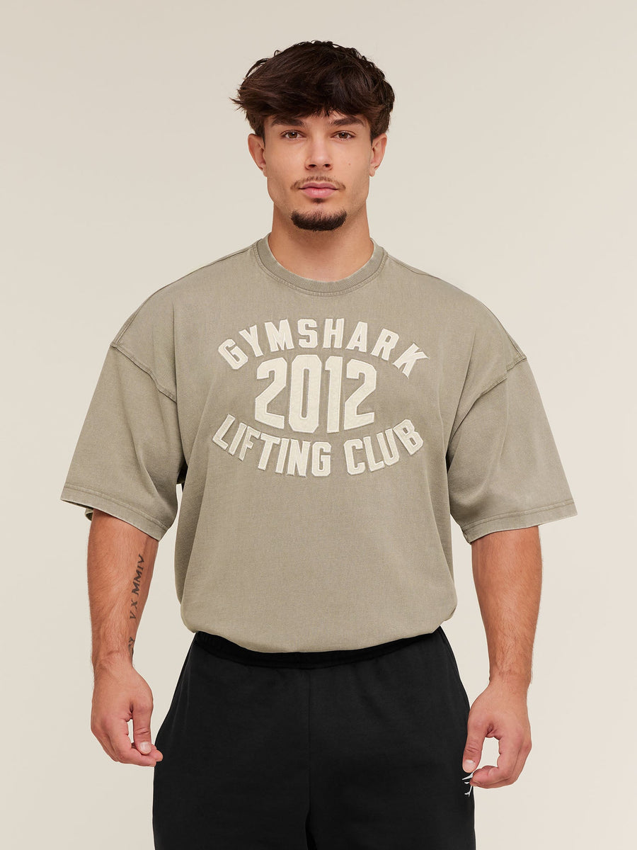 Gymshark 2012 Lifting Club T-Shirt — Linen Brown — 1