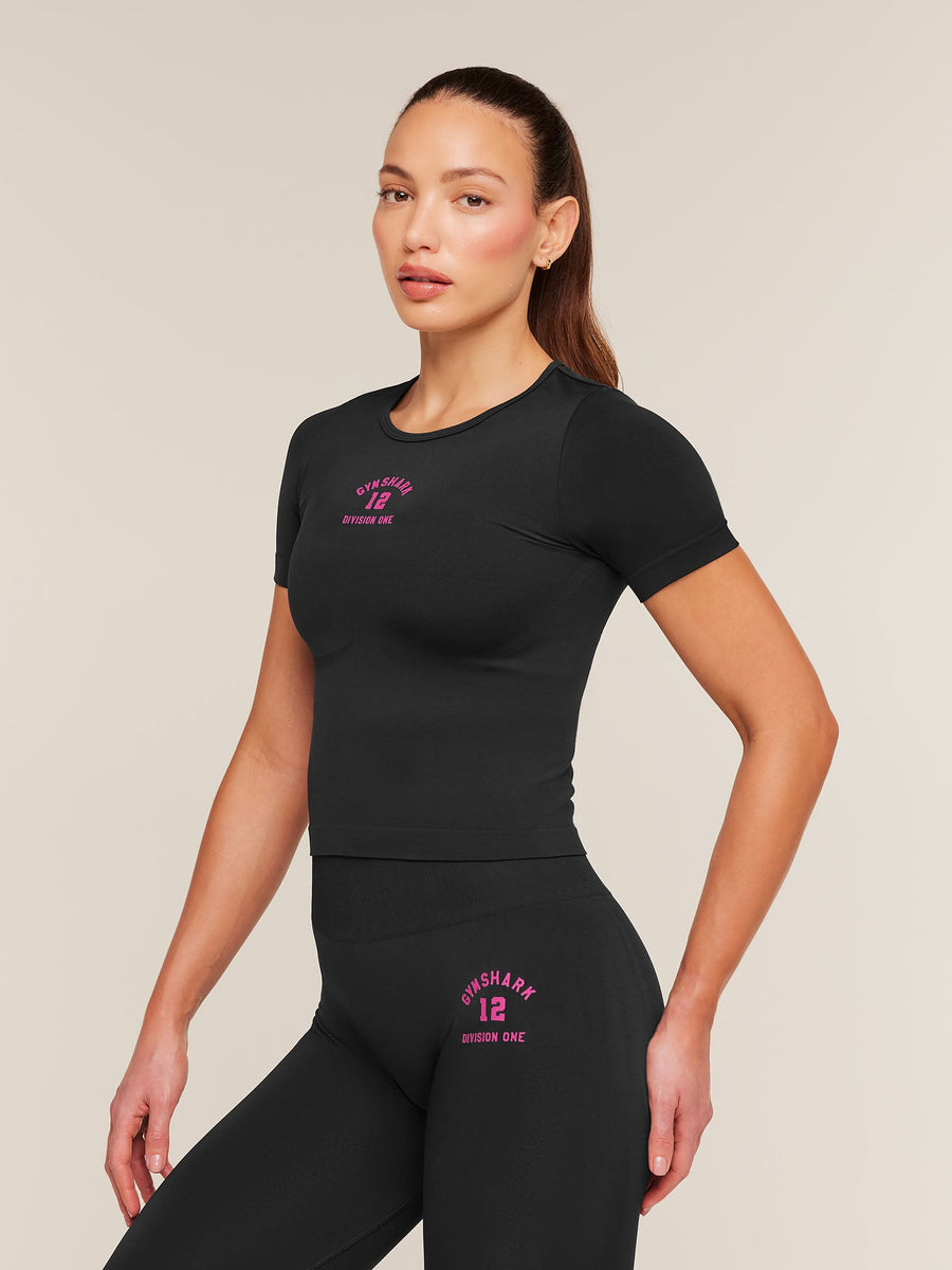 Gymshark Everyday Seamless Graphic Short Sleeve Top — Black — 3