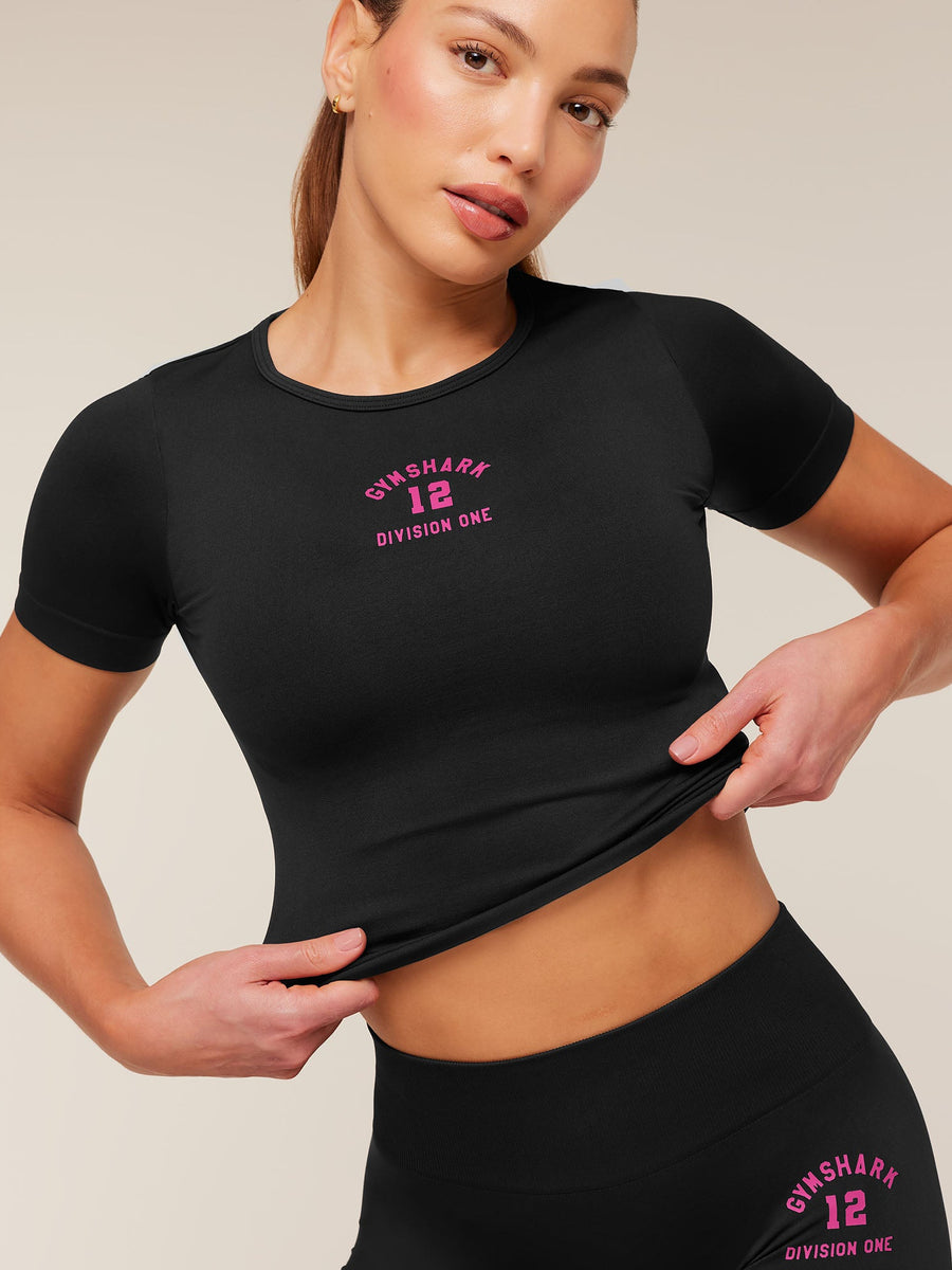 Gymshark Everyday Seamless Graphic Short Sleeve Top — Black — 5