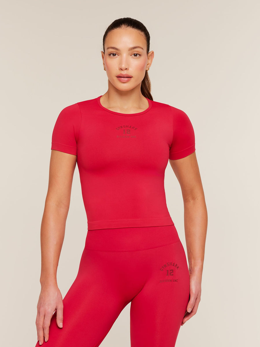 Gymshark Everyday Seamless Graphic Short Sleeve Top — Conditioning Red — 1