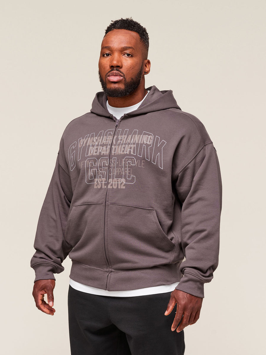 Gymshark Authentic Apparel Zip Up Hoodie — Brushed Purple — 3