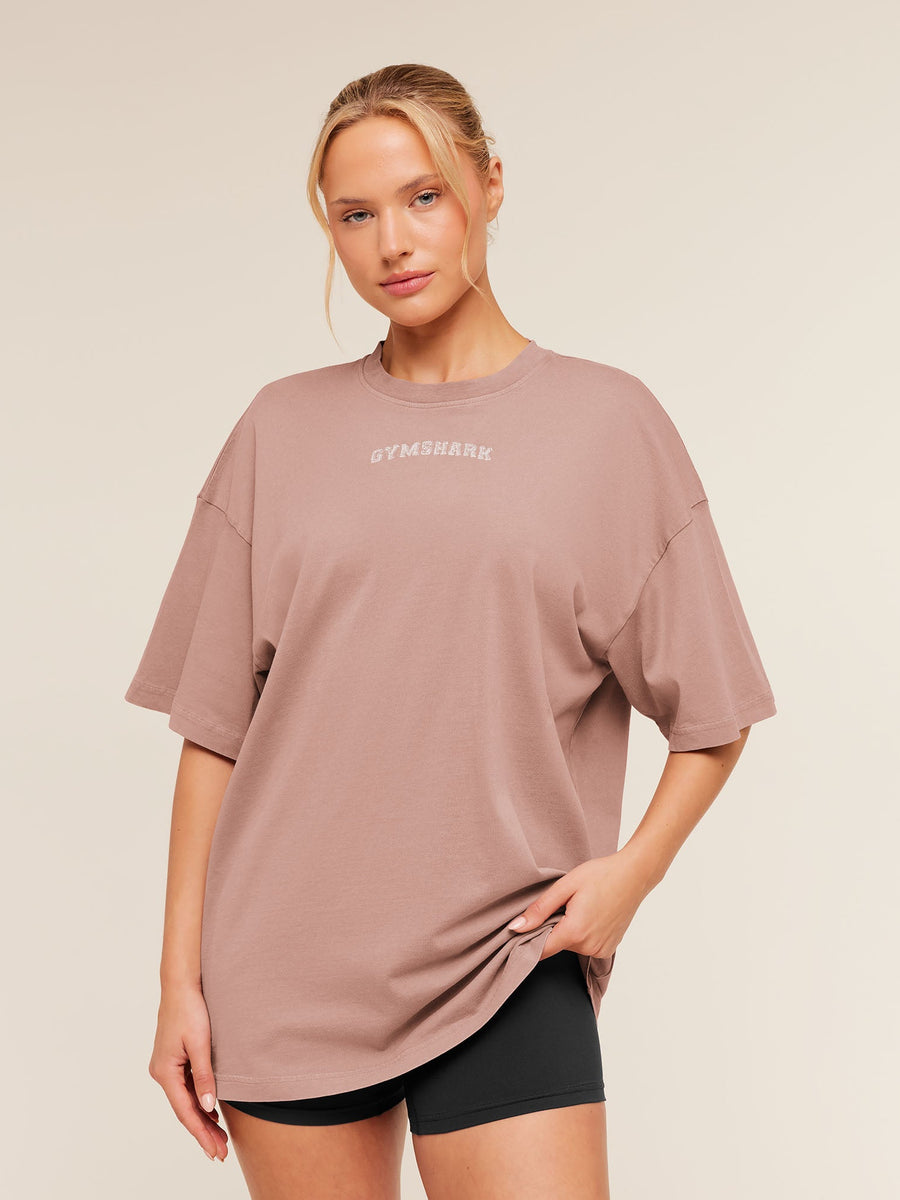 Gymshark Chainstitch Graphic Short Sleeve T-Shirt — Chestnut Pink/Wash — 1