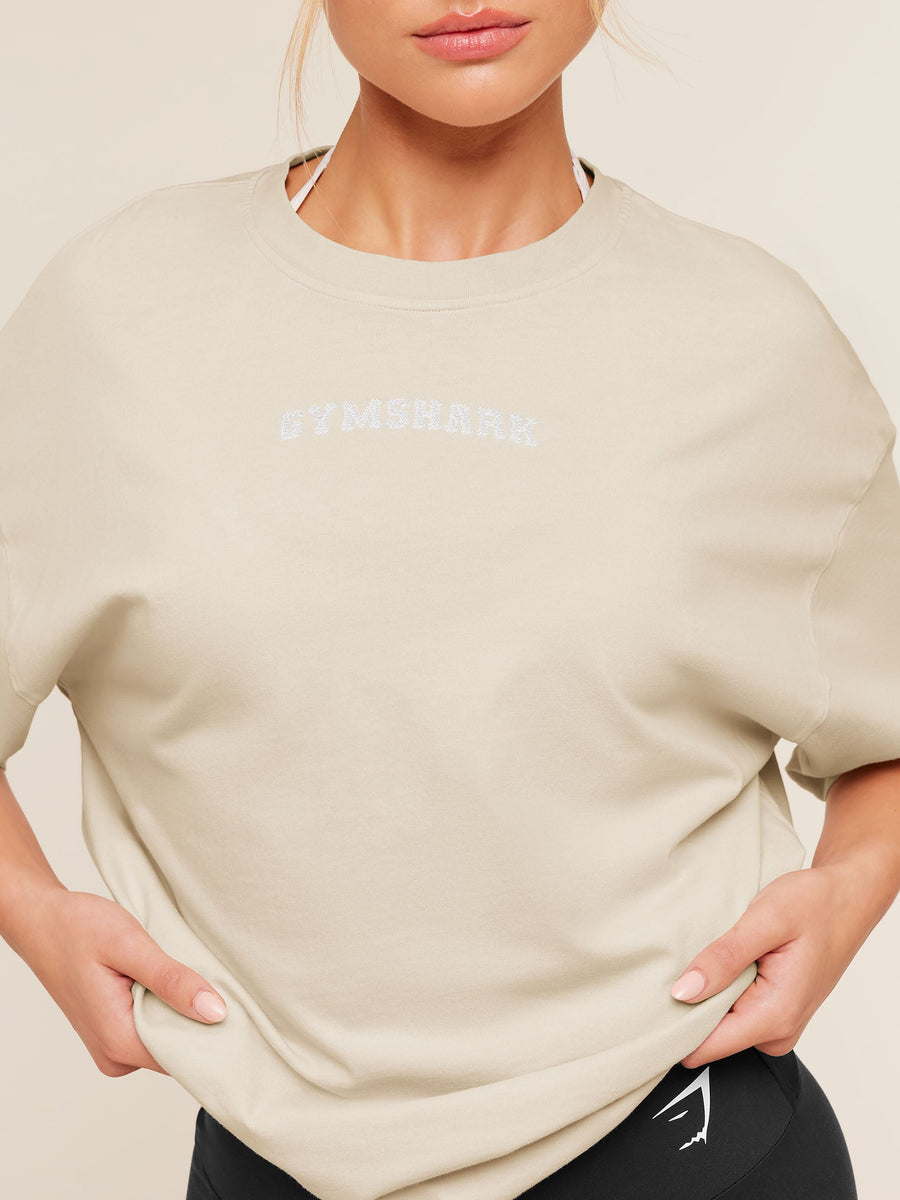 Gymshark Chainstitch Graphic Short Sleeve T-Shirt — Pebble Grey/Wash — 5
