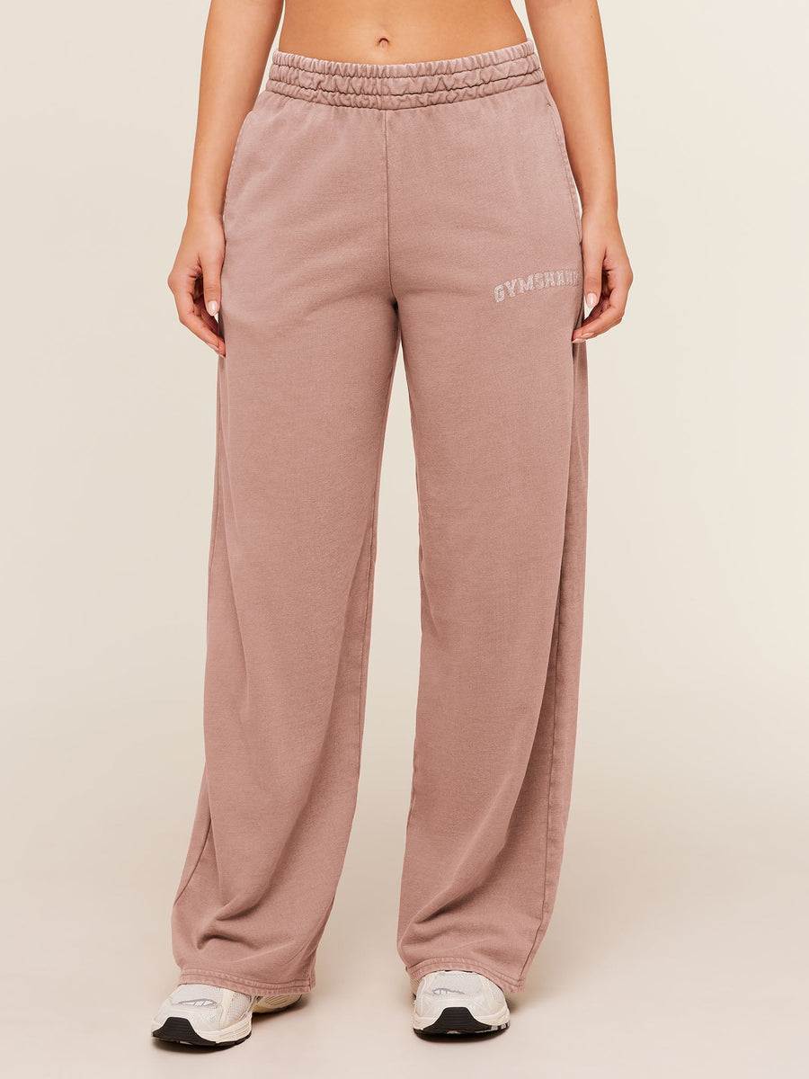 Gymshark Chainstitch Graphic Wide Leg Joggers — Chestnut Pink/Wash — 1