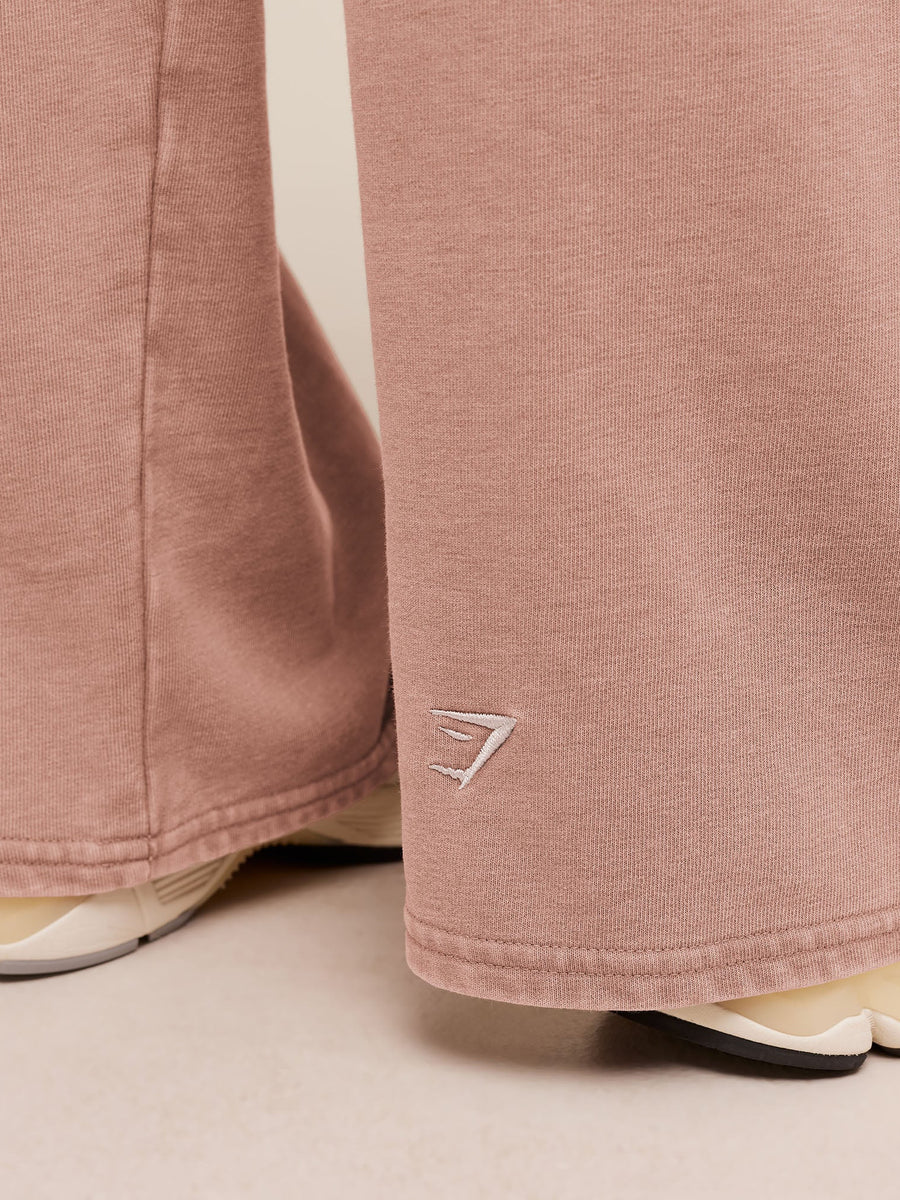 Gymshark Chainstitch Graphic Wide Leg Joggers — Chestnut Pink/Wash — 6