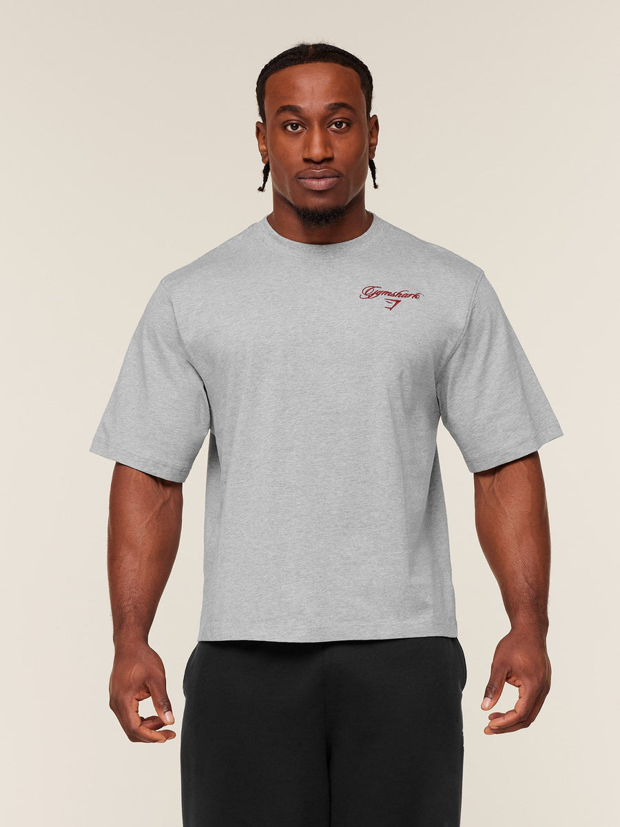 Gymshark Eagle Script Graphic T-Shirt — Light Grey Core Marl — 2
