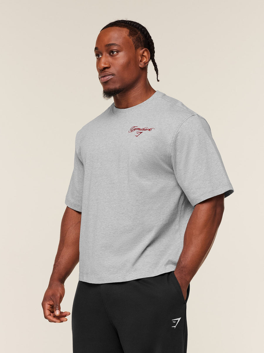 Gymshark Eagle Script Graphic T-Shirt — Light Grey Core Marl — 3