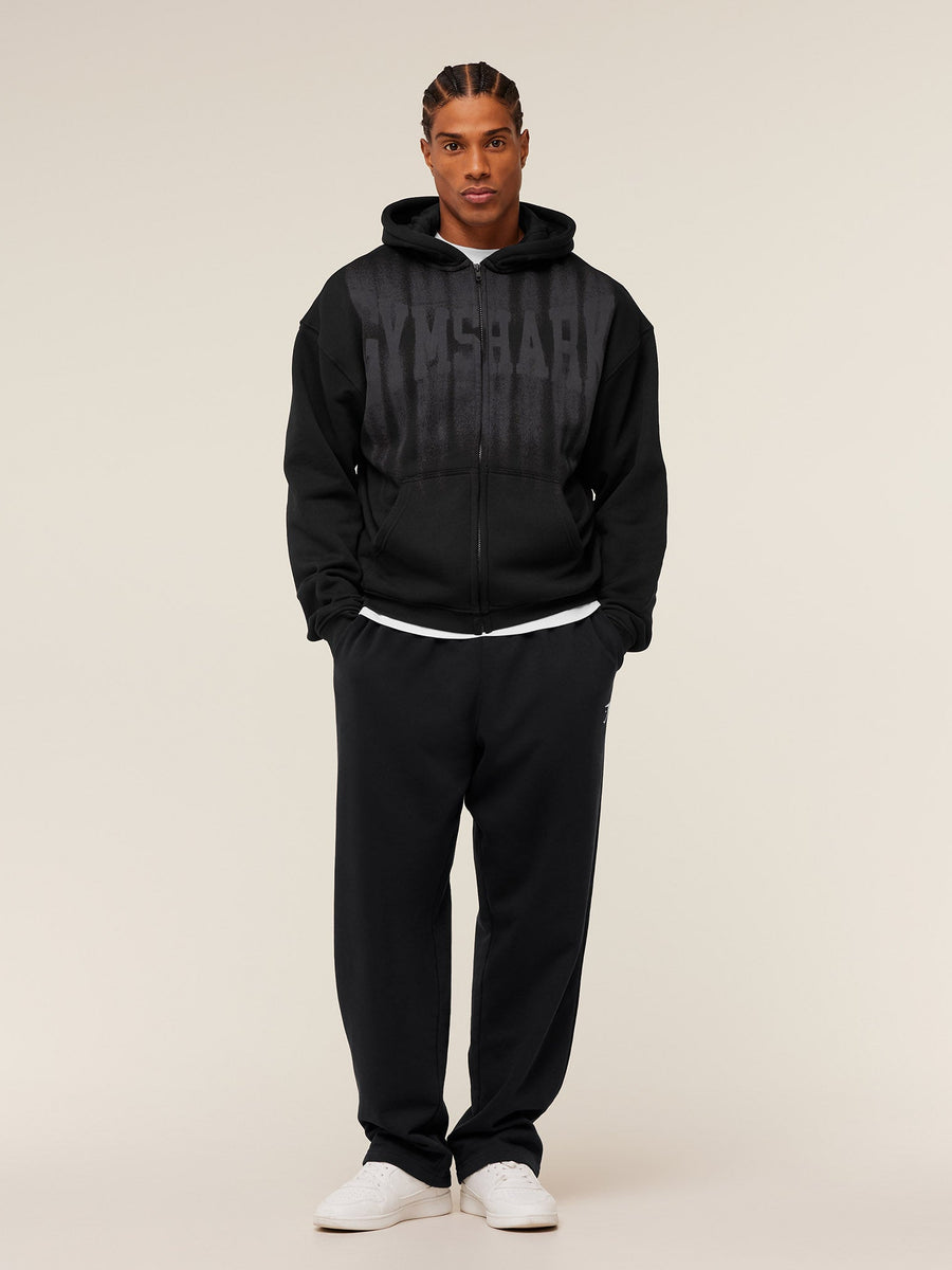 Gymshark Fade Graphic Zip Through Hoodie — Black — 5