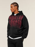 Gymshark Fade Graphic Zip Through Hoodie — Black/Sets Red — 3