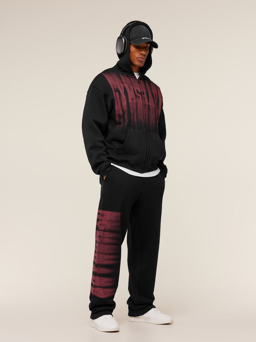 Gymshark Fade Graphic Zip Through Hoodie — Black/Sets Red — 4