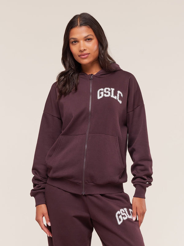 Gymshark GSLC Graphic Zip Up Hoodie — Cherry Purple