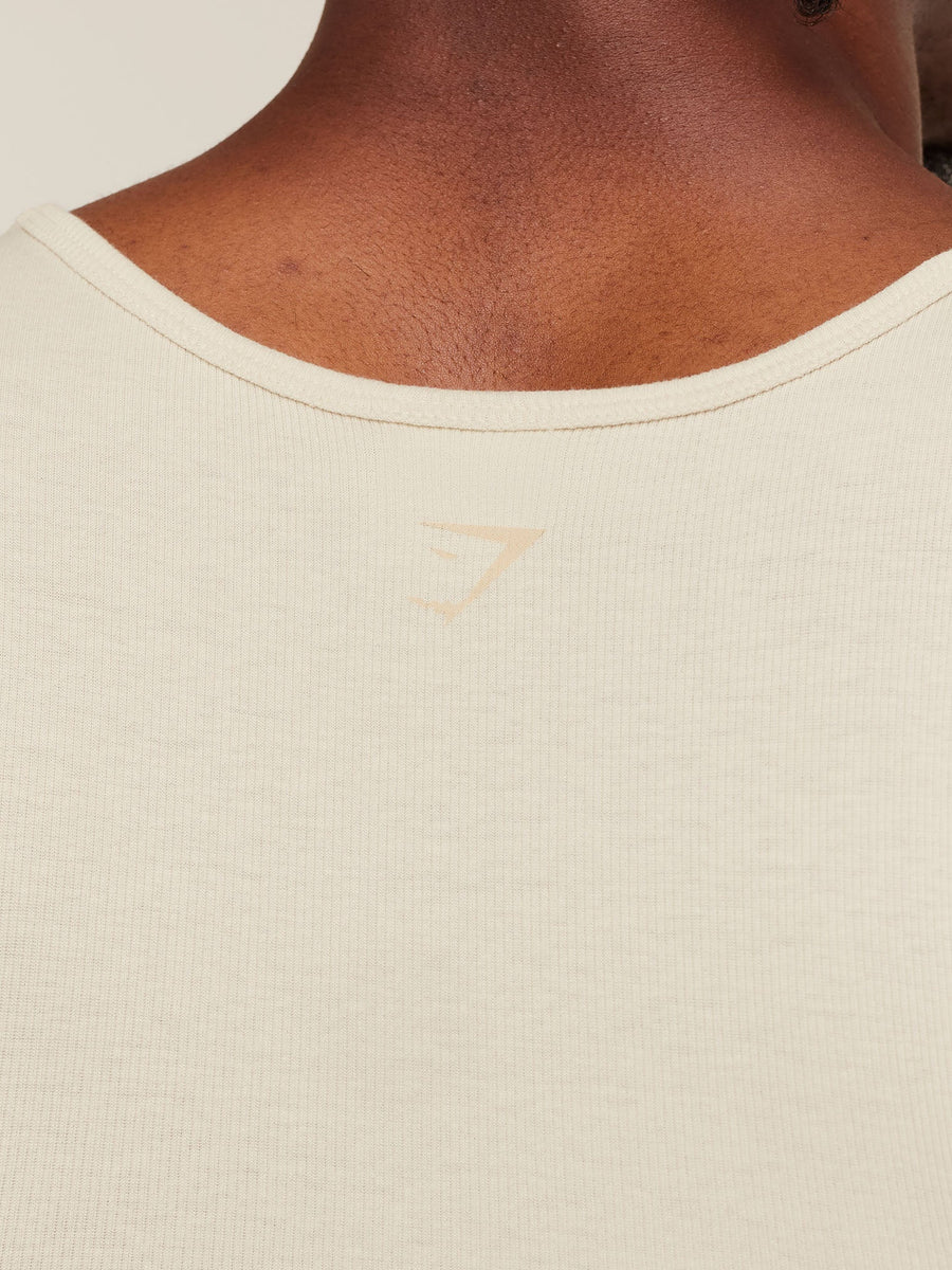 Gymshark GSLC Ribbed Tank — Oat White — 5