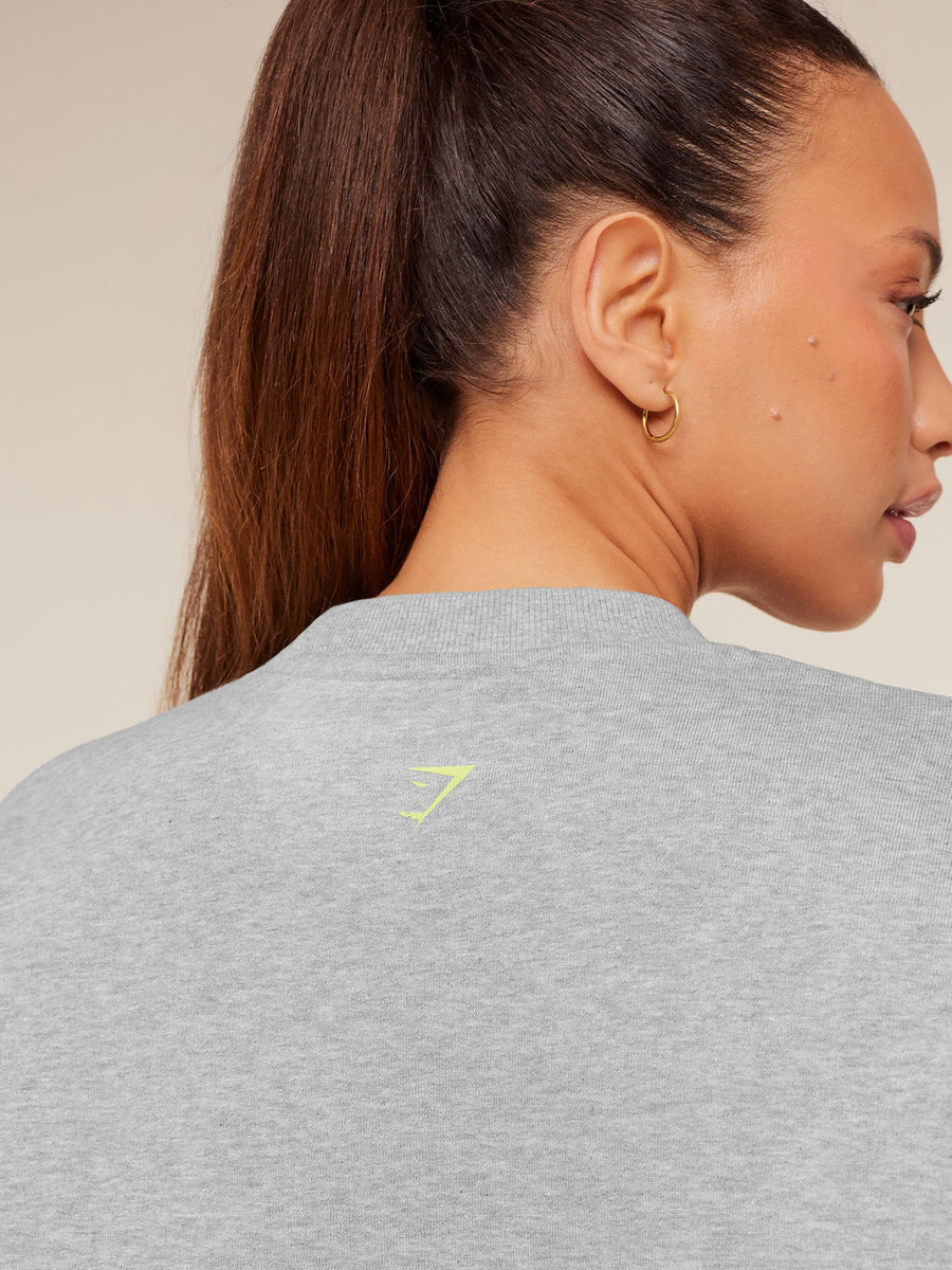 Gymshark Glutey Calls Graphic Sweatshirt — Light Grey Core Marl — 6