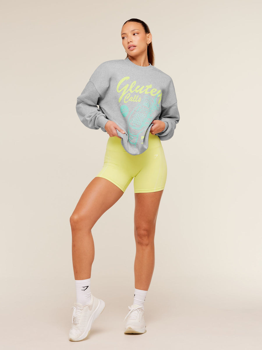 Gymshark Glutey Calls Graphic Sweatshirt — Light Grey Core Marl — 4