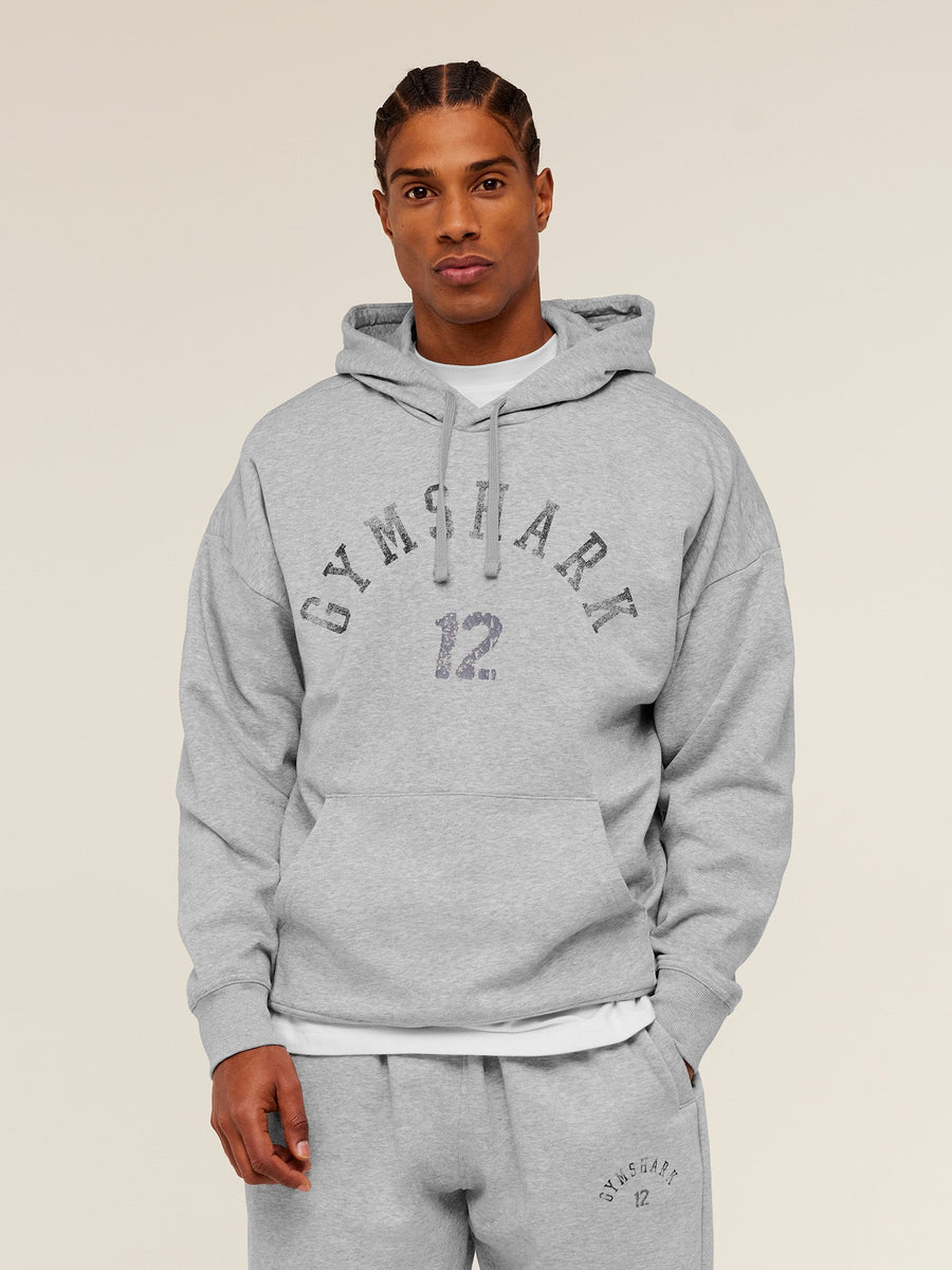 Gymshark 12 Graphic Hoodie - Light Grey Core Marl — 1