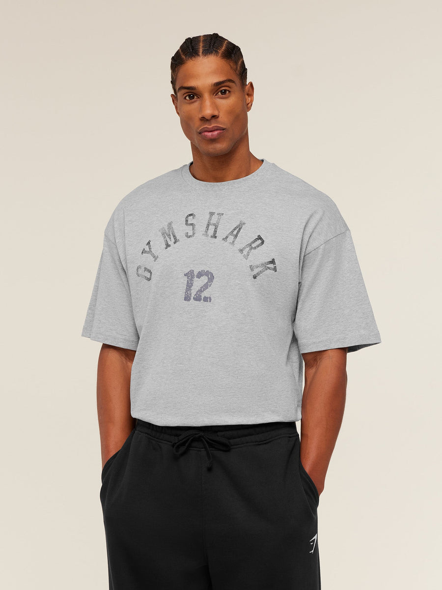 Gymshark 12 Graphic T-Shirt - Light Grey Core Marl — 1