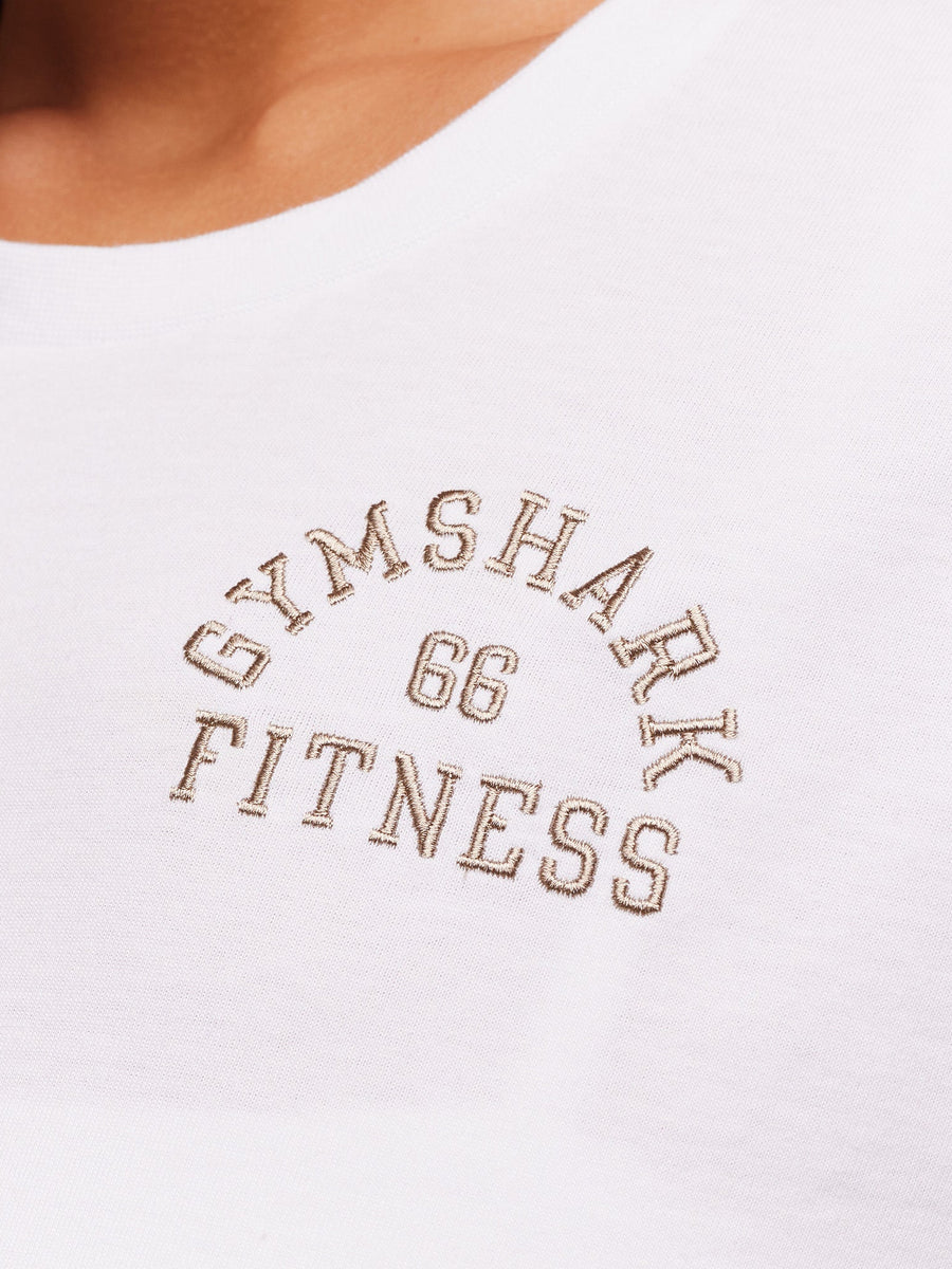Gymshark Fitness Embroidered Graphic Oversized Crop Top — White — 5