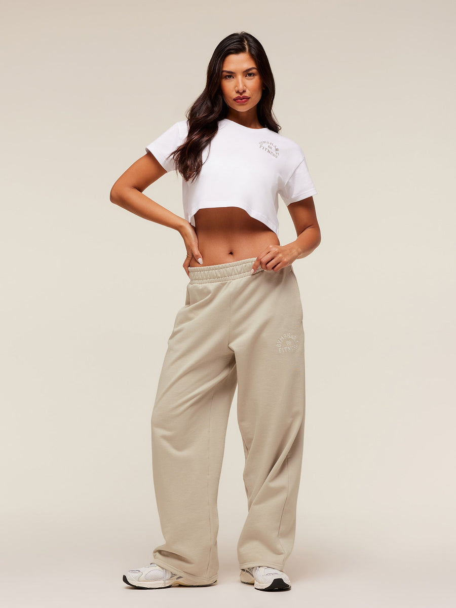 Gymshark Fitness Embroidered Graphic Oversized Crop Top — White — 4