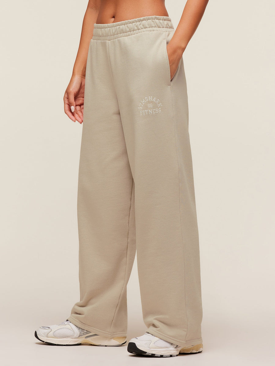 Gymshark Fitness Embroidered Graphic Wide Leg Joggers — Pebble Grey — 1