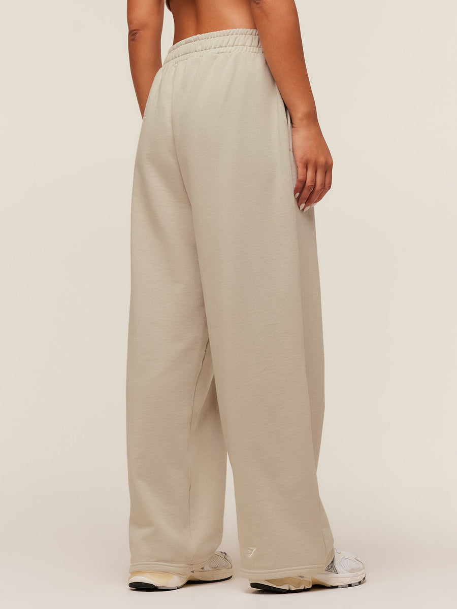 Gymshark Fitness Embroidered Graphic Wide Leg Joggers — Pebble Grey — 2
