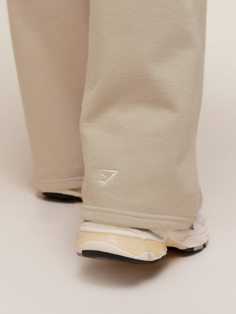 Gymshark Fitness Embroidered Graphic Wide Leg Joggers — Pebble Grey — 6
