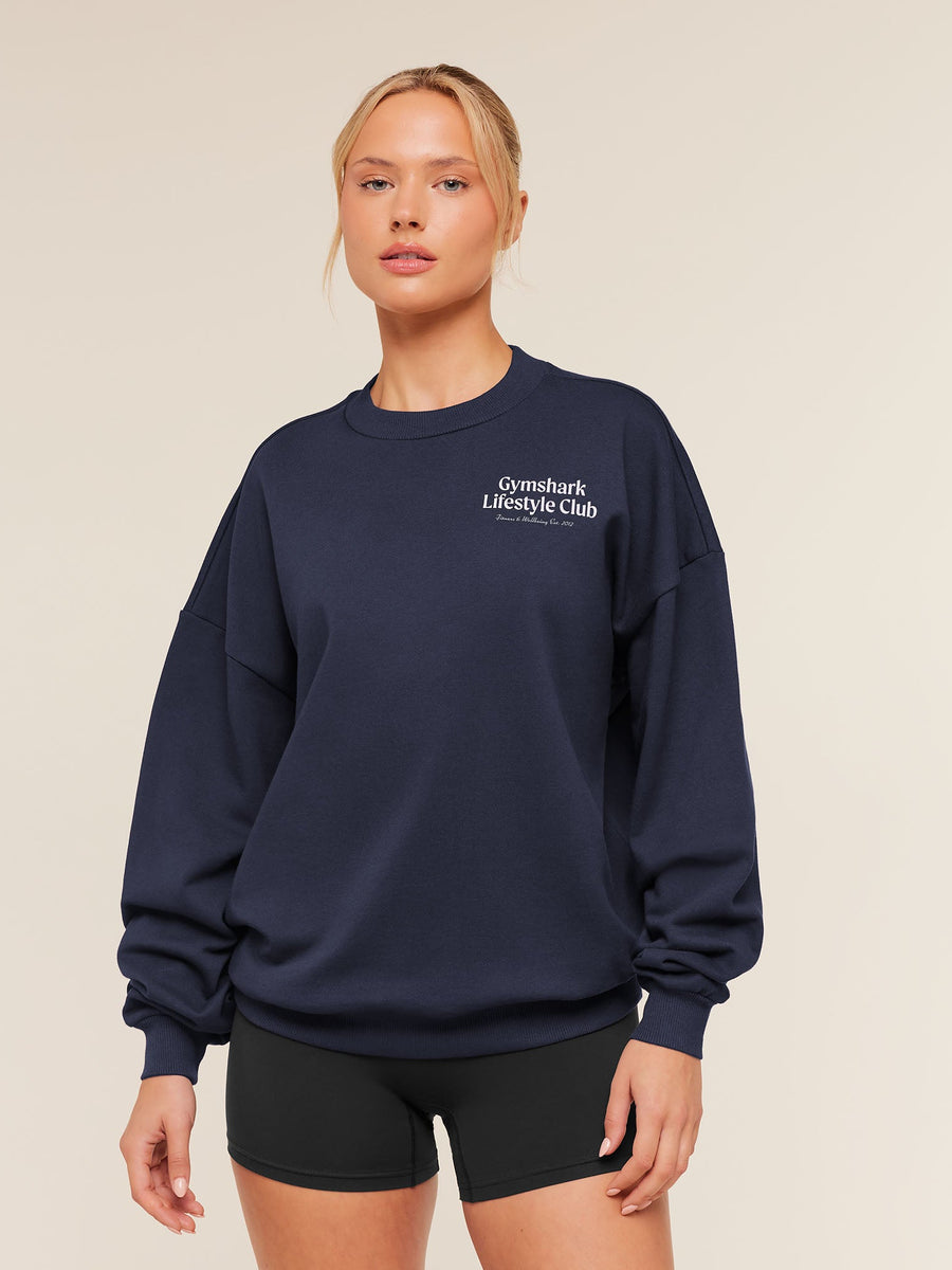 Gymshark Lifestyle Club Graphic Sweatshirt — Heavy Blue — 1
