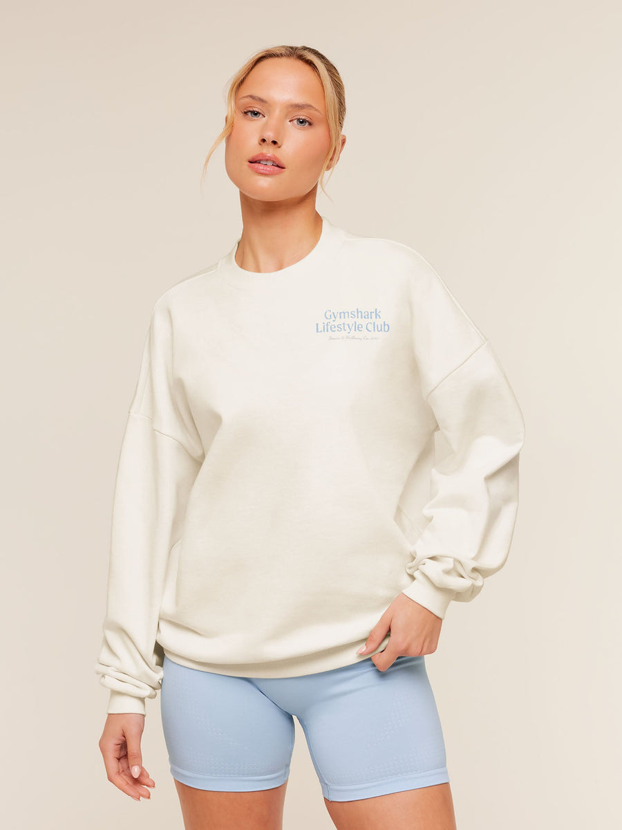Gymshark Lifestyle Club Graphic Sweatshirt — Soft White — 1