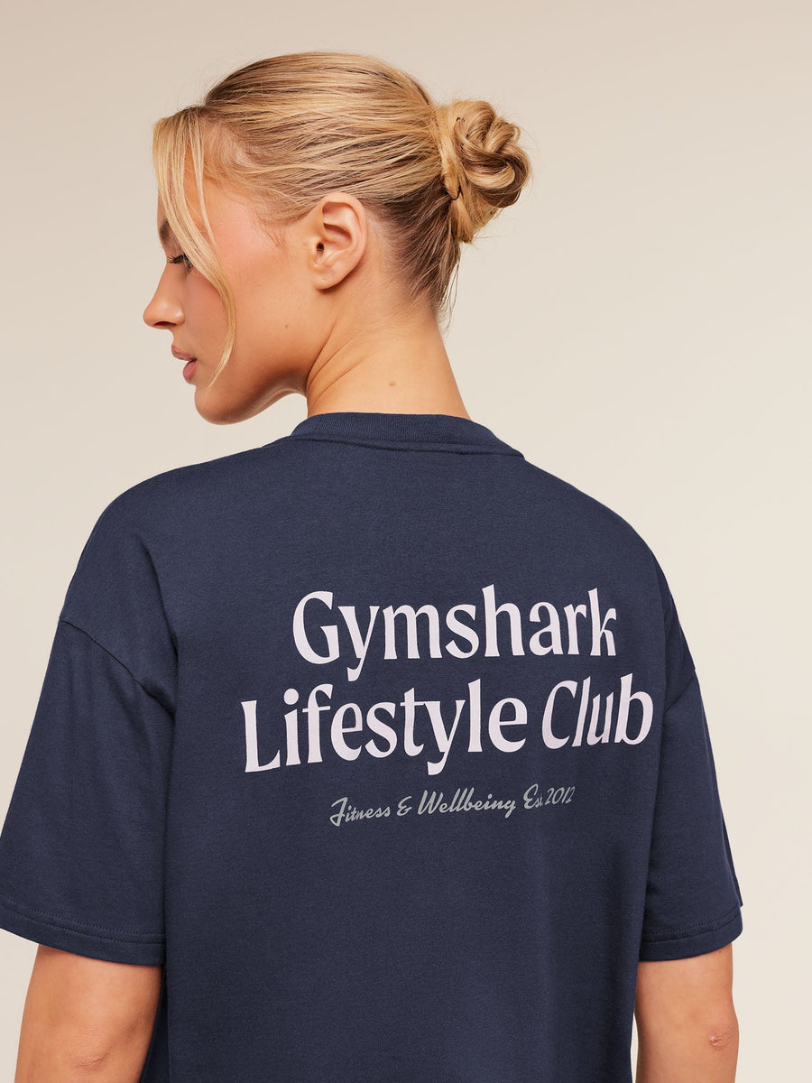 Gymshark Lifestyle Club Graphic Short Sleeve T-Shirt — Heavy Blue — 5