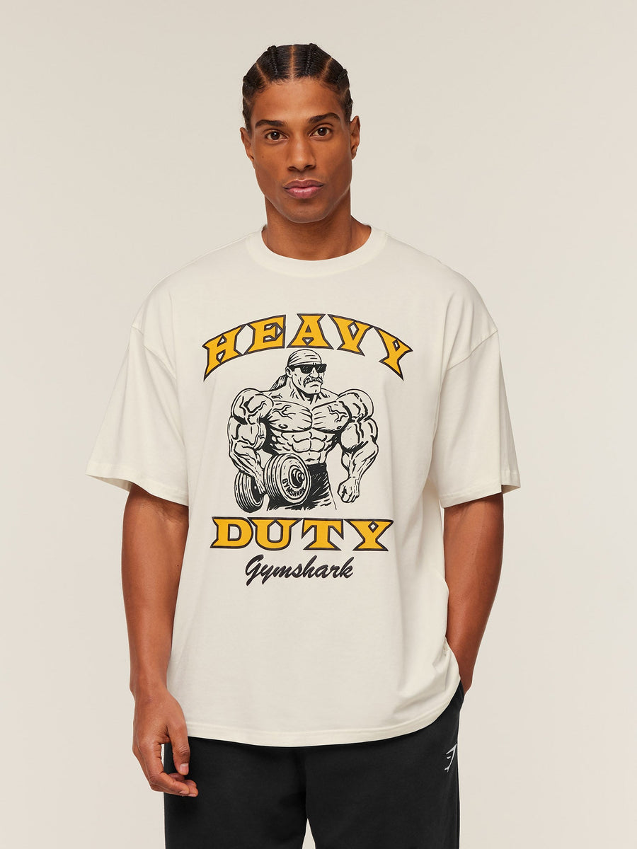 Gymshark Heavy Duty Bro Graphic T-Shirt — Soft White — 1