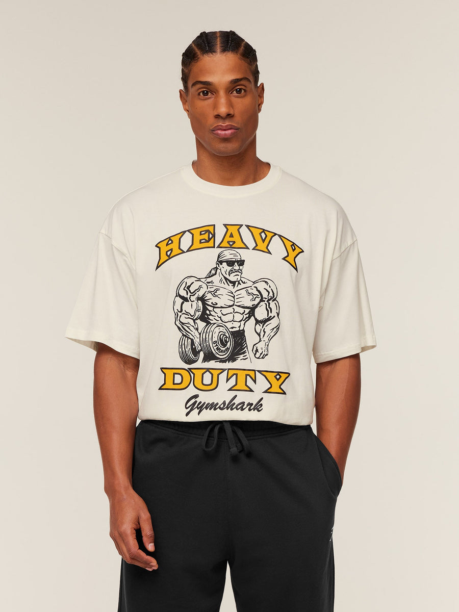 Gymshark Heavy Duty Bro Graphic T-Shirt — Soft White — 3
