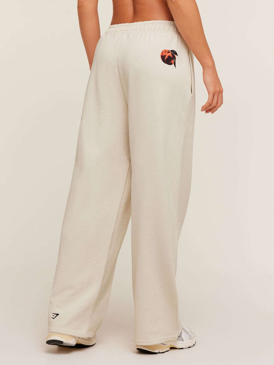 Gymshark Juice Peach Wide Leg Joggers — Oat White — 2