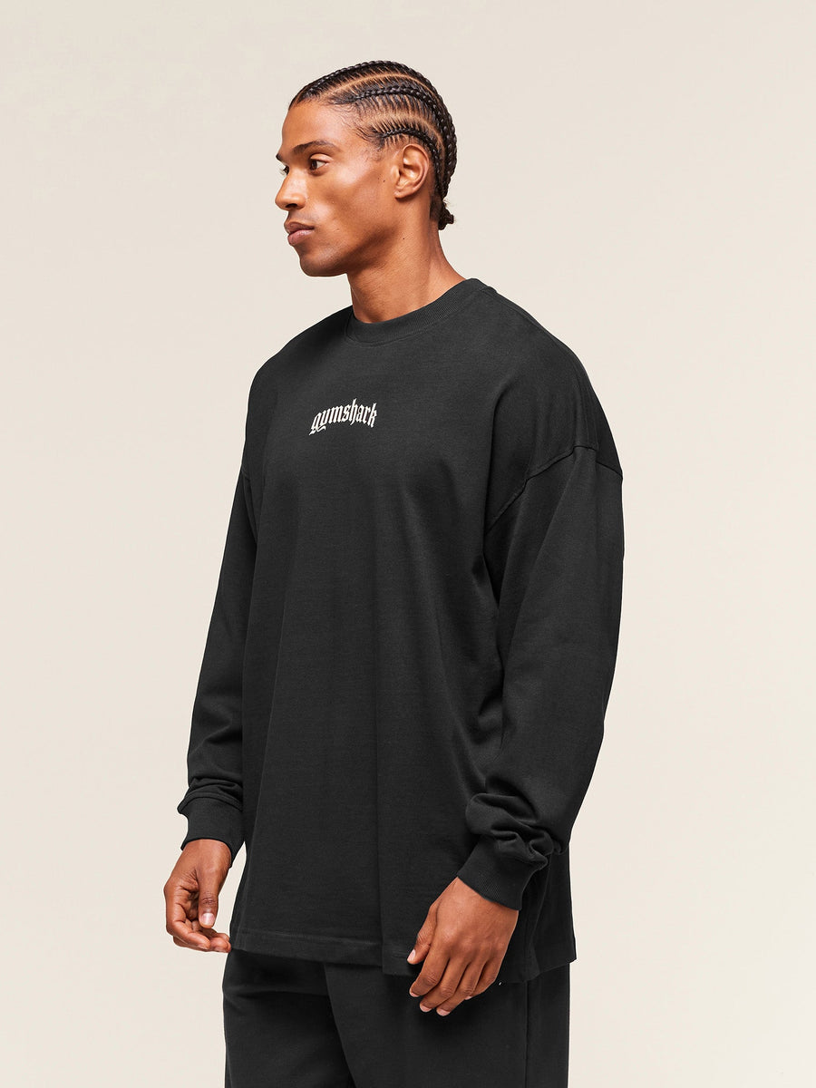 Gymshark Lion Graphic Long Sleeve T-Shirt — Black — 3