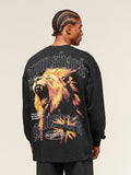 Gymshark Lion Graphic Long Sleeve T-Shirt — Black — 1