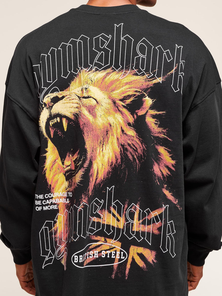 Gymshark Lion Graphic Long Sleeve T-Shirt — Black — 4