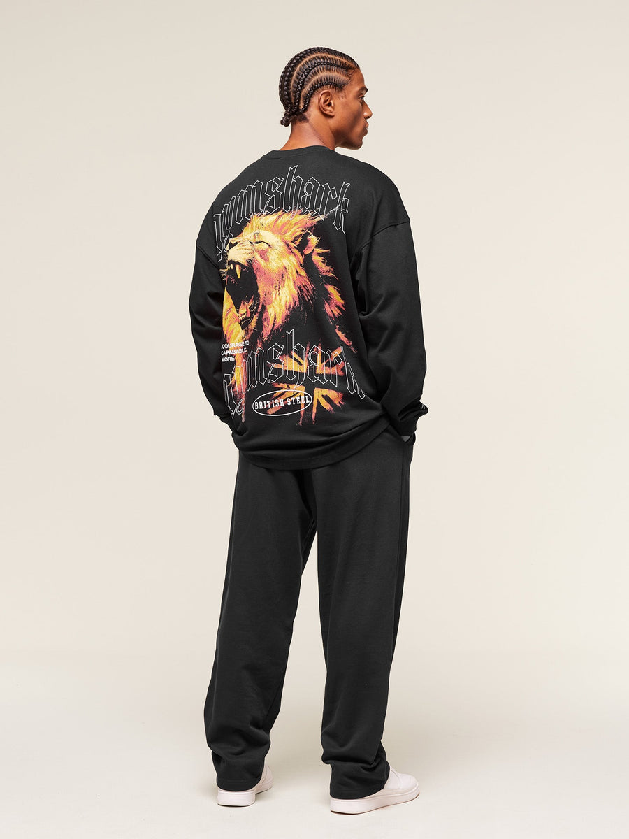 Gymshark Lion Graphic Long Sleeve T-Shirt — Black — 6