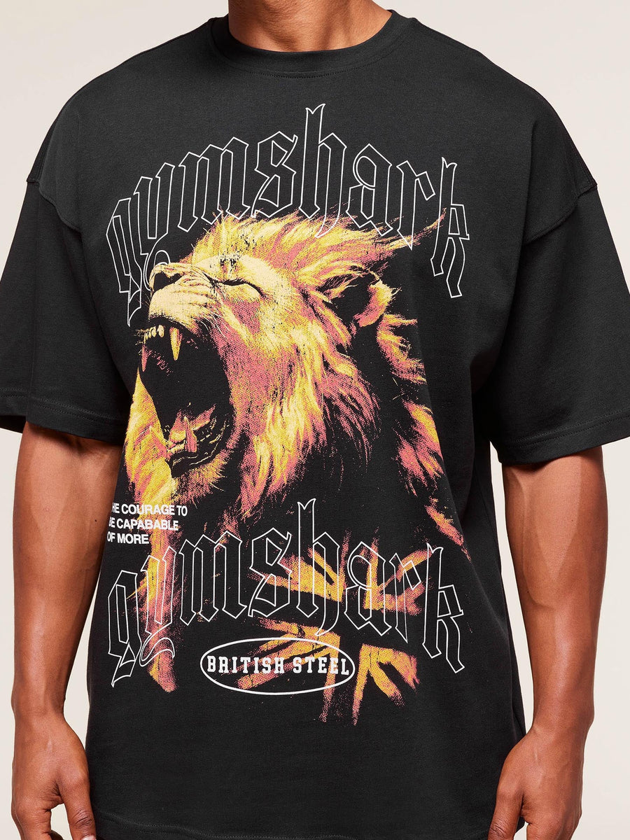 Gymshark Lion Graphic T-Shirt — Black — 6