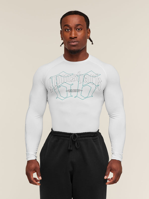 Gymshark Outline Graphic Long Sleeve Baselayer — White