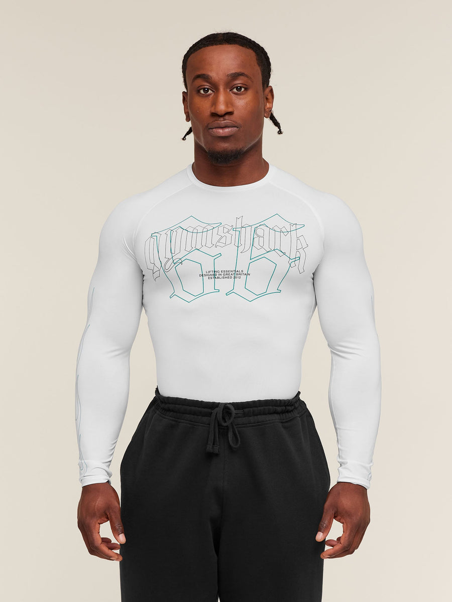 Gymshark Outline Graphic Long Sleeve Baselayer — White — 1