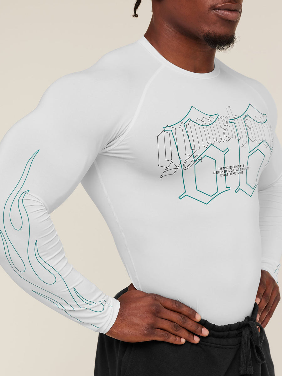 Gymshark Outline Graphic Long Sleeve Baselayer — White — 6